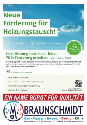 Förderung für Heizungstausch bei Gas-Wasser-Heizung Braunschmidt GmbH